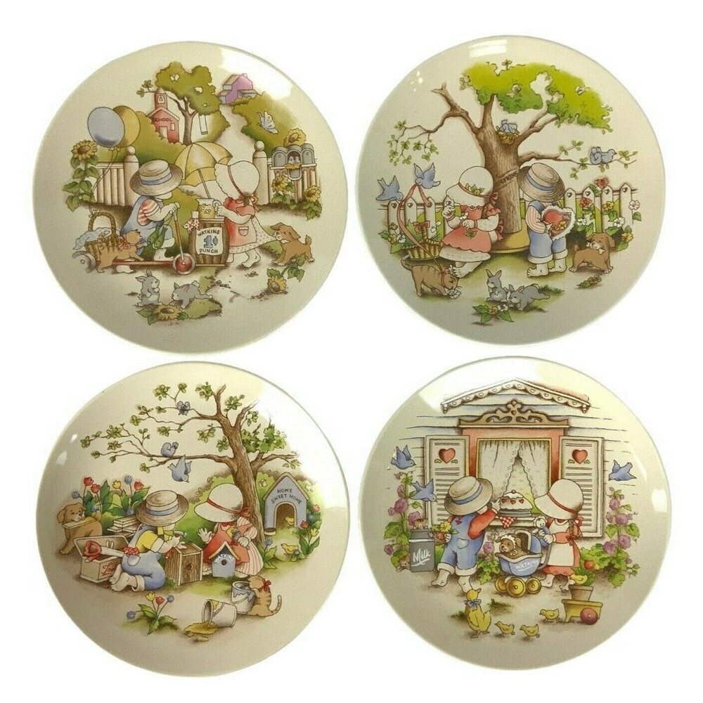 Watkins Country Kids Collector Dessert Plates Vintage 1990s Set Of 4 Decorative